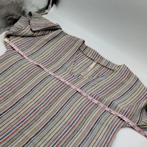 Uncle Frank shift shirt dress medium 100% linen multi colored striped po… - Picture 8 of 9